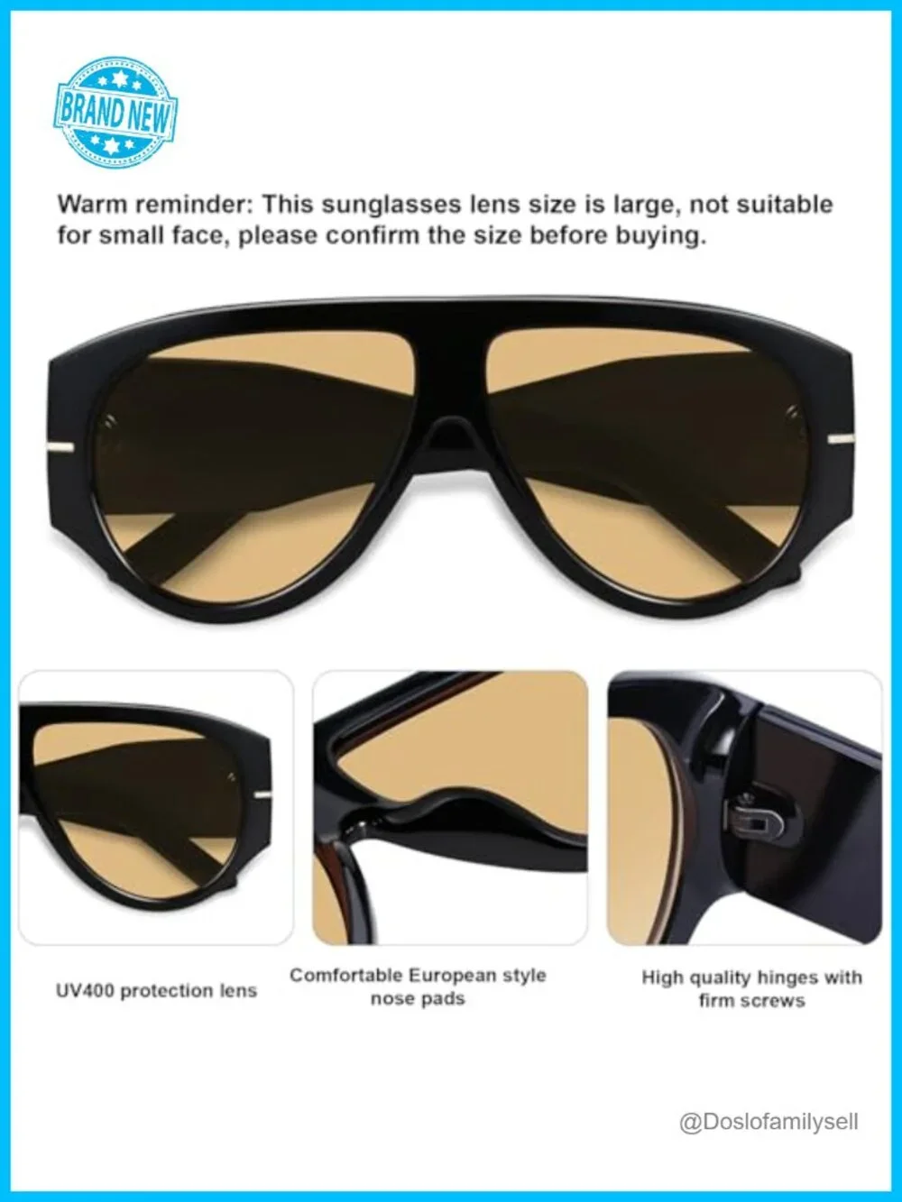 Oversized Retro Aviator Sunglasses with UV400 Protection